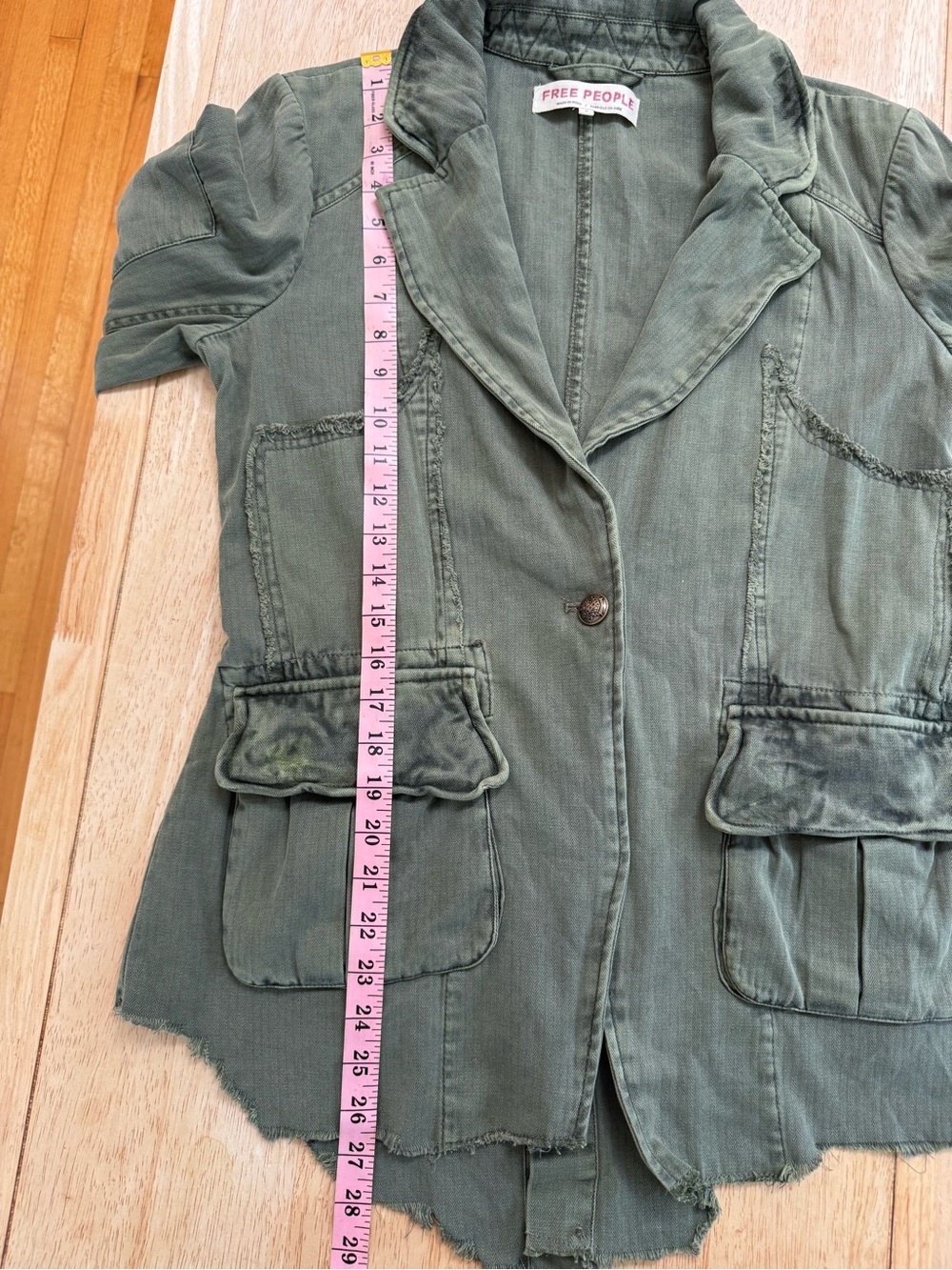 Free People Harlow Blazer Olive‎ Green Utility Military Jacket Size Small - Picture 9 of 9